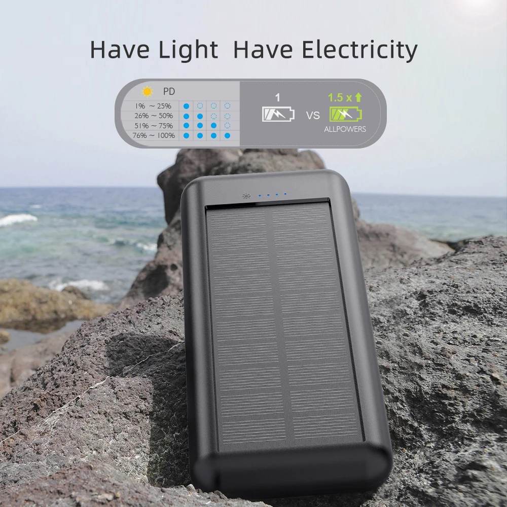 

Solar Power Bank 24000mah PD Technology Portable Cell Phone Charger Triple USB with Solar Panel Can PD Fast Charge Powerbank