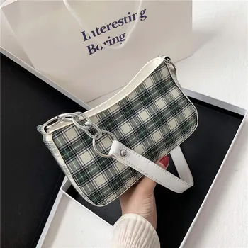 

Armpit bag net red plaid bag new 2020 shoulder bag chic chain French bag canvas summer female bag