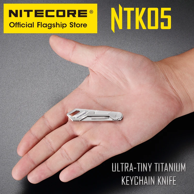 Nitecore NTK05 TC4 Tiny Titanium Mini Keychain Knife Lightweight CNC Portable EDC Folding Knife for Backpack Pendant Outdoor mini folding knife