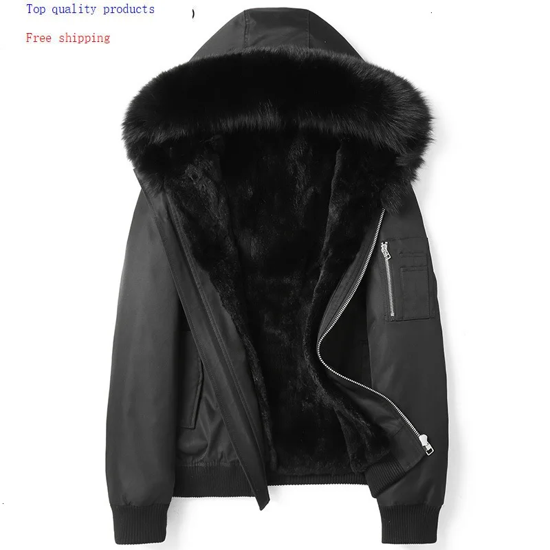 

2020 Parka Real Fur Coat Men Winter Jacket Rabbit Fur Liner Fox Fur Collar Hooded Parkas De Hombre D09A9722 KJ3015