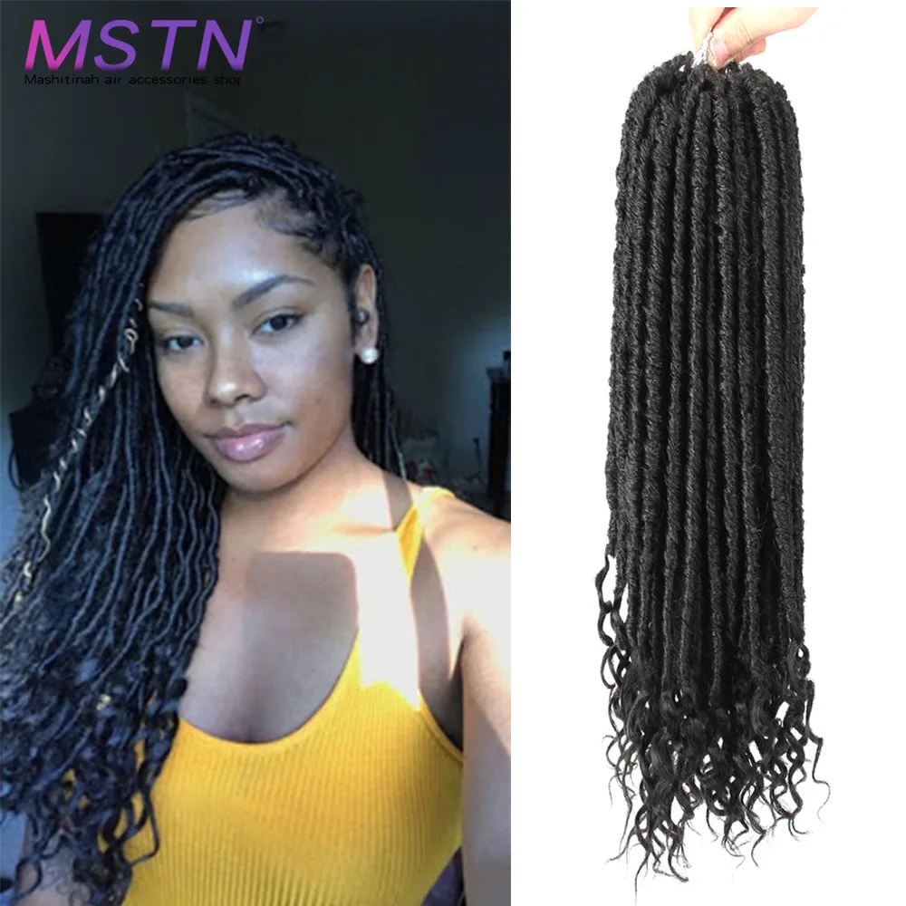

MSTN Synthetic Crochet Braid Hair Extension 16Inch 24Strand/PC Light Brown Goddess Faux Locs Crochet Hair Curly Braiding Hair