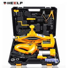 E-HEELP Voiture Électrique Cric Levage Set 12V 3 en 1 Intégré Flash LUMIÈRE LED Avec Clé À Chocs Et Pompe À Air Vérins de voiture A02