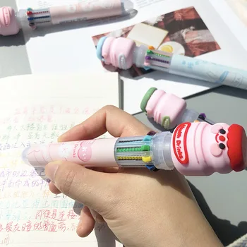 

36PCS Creative Stationery Ten-Color Ballpoint Pen Cartoon Student Color Graffiti Pen Multi-Color Click