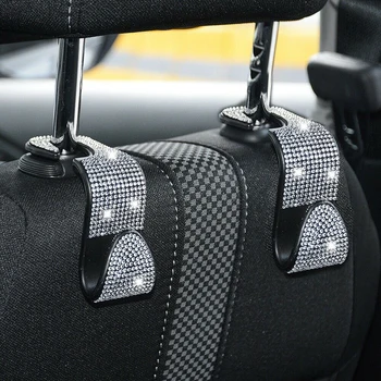 

1pcs Car Back Seat Hook Multifunction Shiny Crystal Headrest Hanger Safety