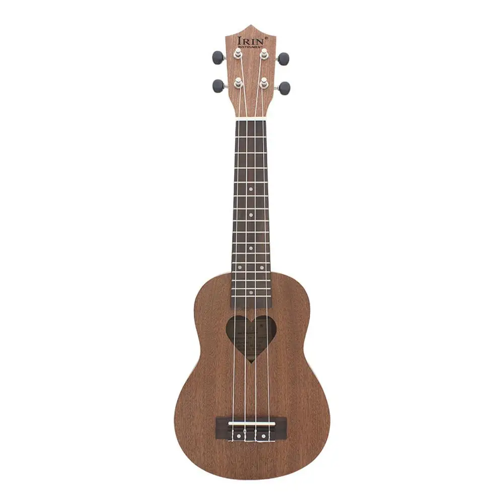 IRIN 21inch Sapele Ukulele Hawaiian Small Guitar 4-string Ukulele Heart-shaped Sound Hole Musical Instrument