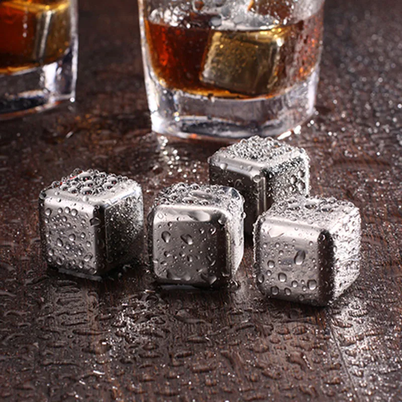 Wine Whiskey Stones Chiller Ice Stone 304 Stainless Steel Ice Cubes Reusable metal Beer Cooler For Vodka Wort Bar