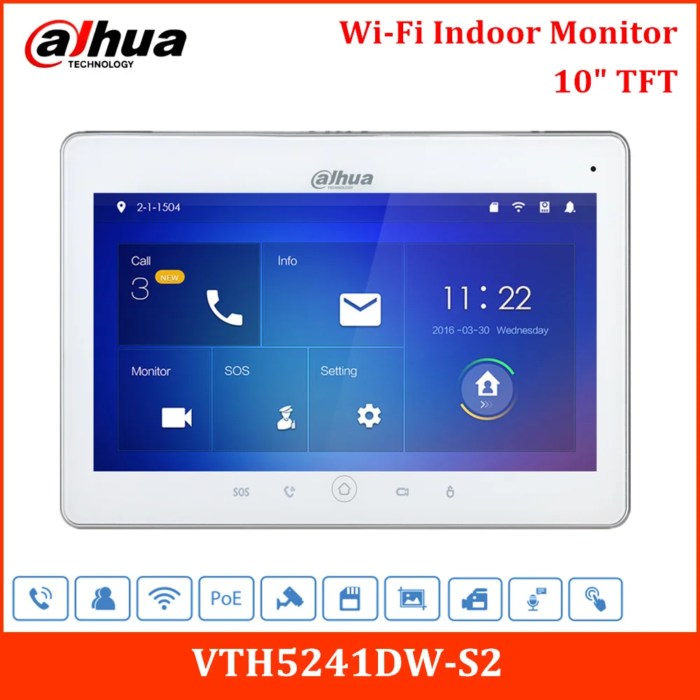 Видеодомофон Dahua 10 &quotTFT Wi Fi внутренний монитор с поддержкой SD карты 32G для IPC