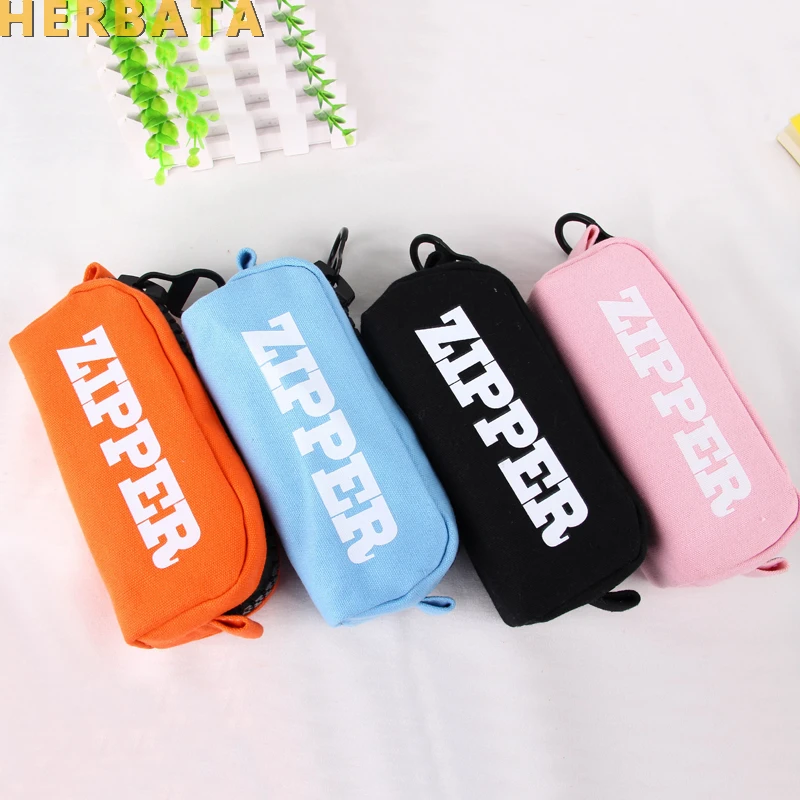 Estuche de papelería con cremallera grande para hombre y bolsa de lápices con letras simples inglés de PU, para estudiantes, CL 19103|Estuches escolares| -