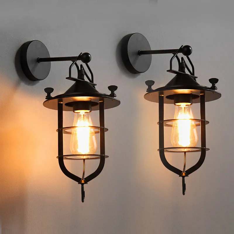 

Vintage Wall Lamp Indoor Industrial Wall Light Retro Country Iron Wall Sconce Bar Cafe Home Lighting E27 Led Wall Light