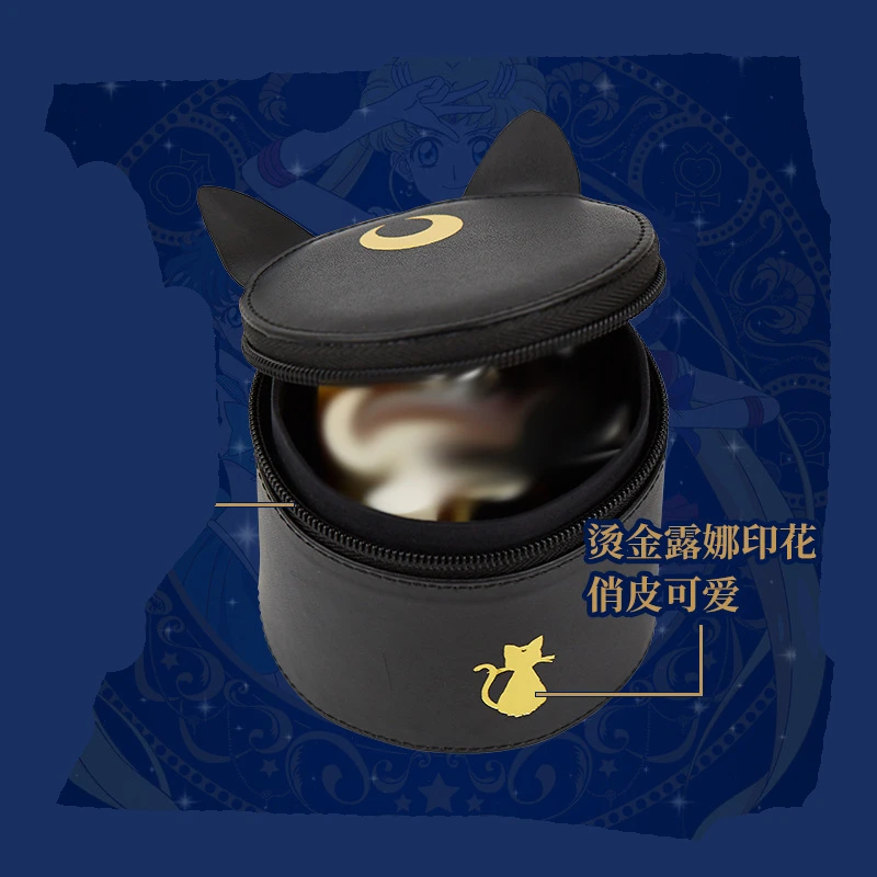 Черный Аниме Сейлор Мун мультфильм декор с кошкой косметичка PU коробка чехол для