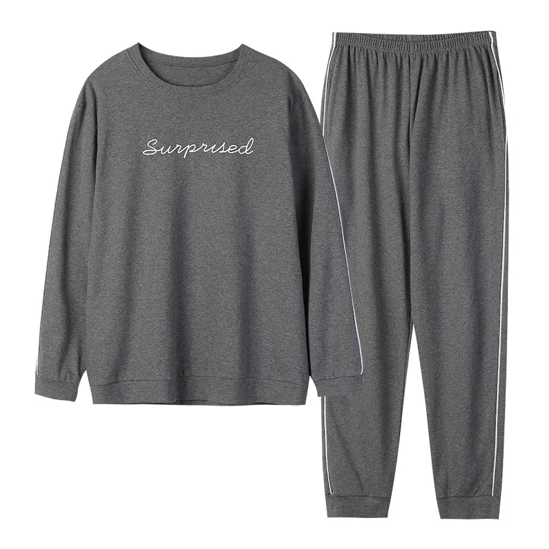 Yidanna 2021 Long Sleeved Pajama Set Men Cotton Plus Size Sleepwear Male Sleep Clothing Nightie Casual Cartoon Pyjama in Autumn