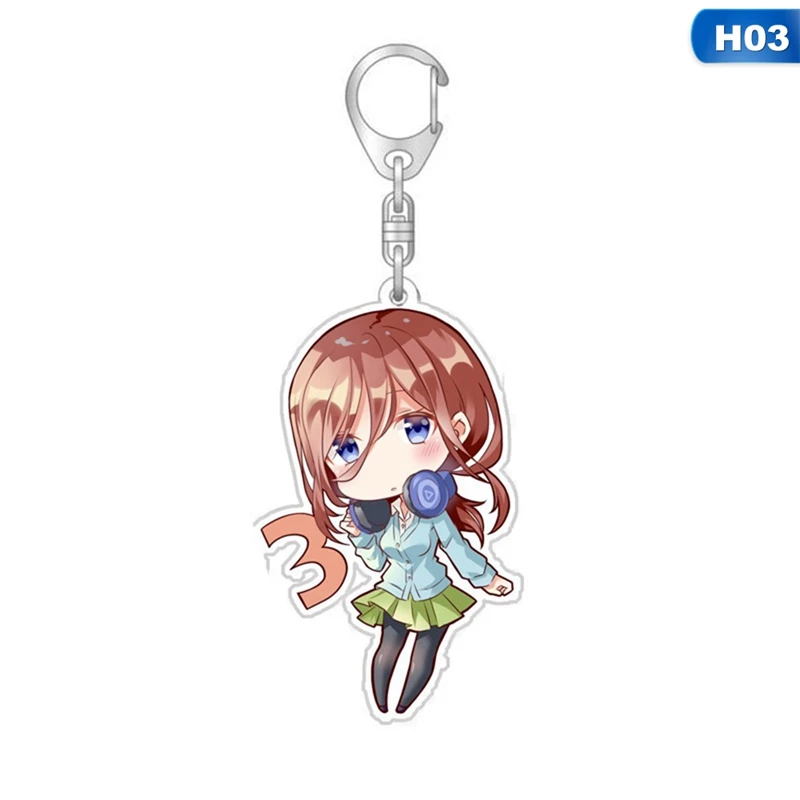 3 Брелок quintestinal quantuplets мультфильм японское аниме Go-Toubun No Hanayome акриловое кольцо для ключей - Цвет: 3