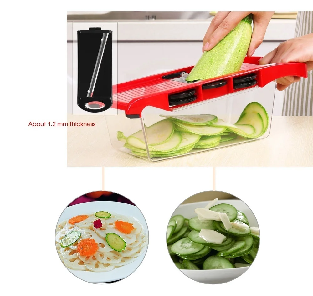 

100% safe Mandoline Slicer Vegetable Cutter with Stainless Steel Blade Manual Potato Peeler Carrot Grater Dicer