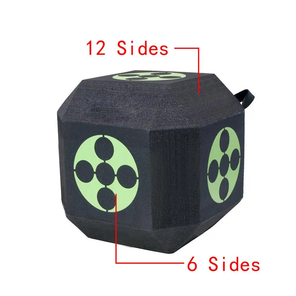 Jungles 6-Sided Arrow Archery Target 3D Dice Cube Foam Target with Handle Large Foam Layered Target with Polyfusion Technology Self-Healing EXPE Target