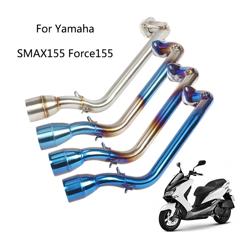 

For Yamaha SMAX155 Force155 Exhaust Pipe Motorcycle Stainless Steel Front Pipe Slip On Scooter Modified Exhaust System Blue