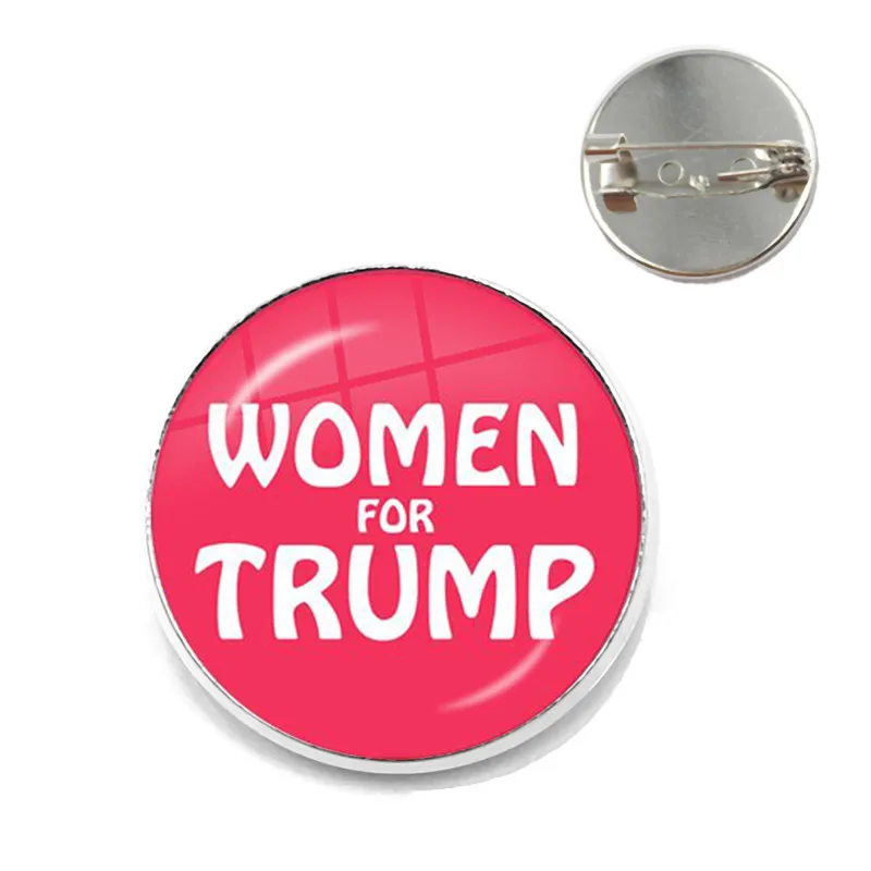 

Women For Trump 2020 American USA Election Glass Cabochon Brooch 3D Print Fashion Collar Pins Jewelry For Women Men Kids Gift