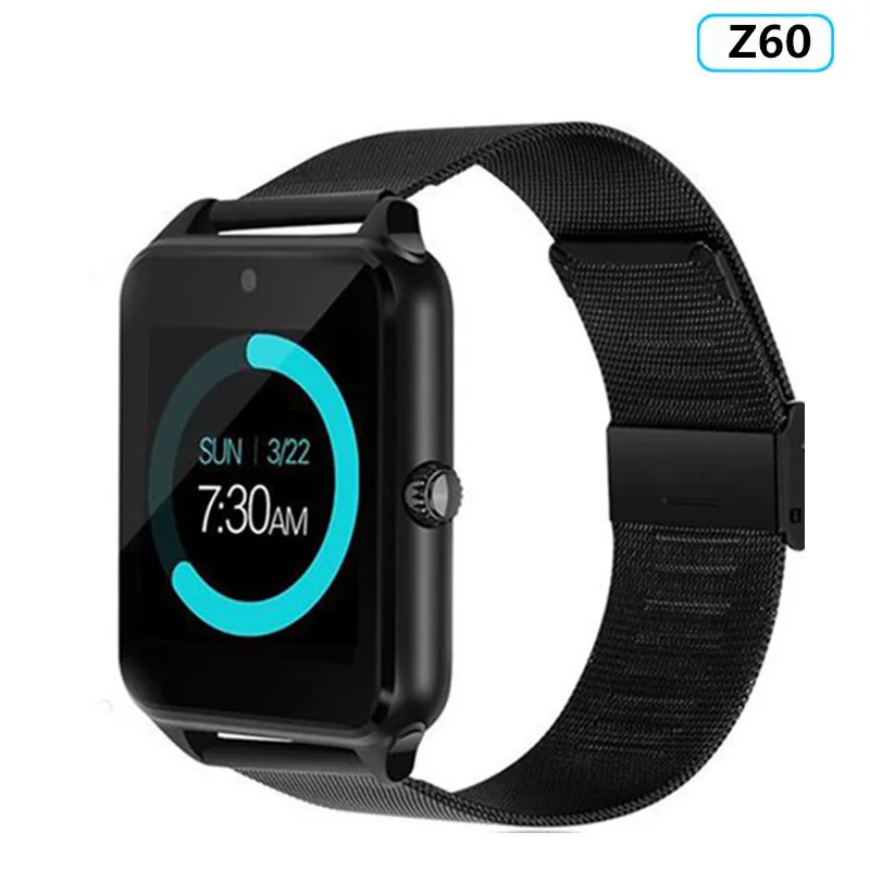 Z60 Black Z60 Смарт часы GT08 плюс металлический ремешок Bluetooth наручные Смарт часы Поддержка Sim TF карта для всех телефонов Android Z90 кожаный ремешок - Цвет: Z60 Black
