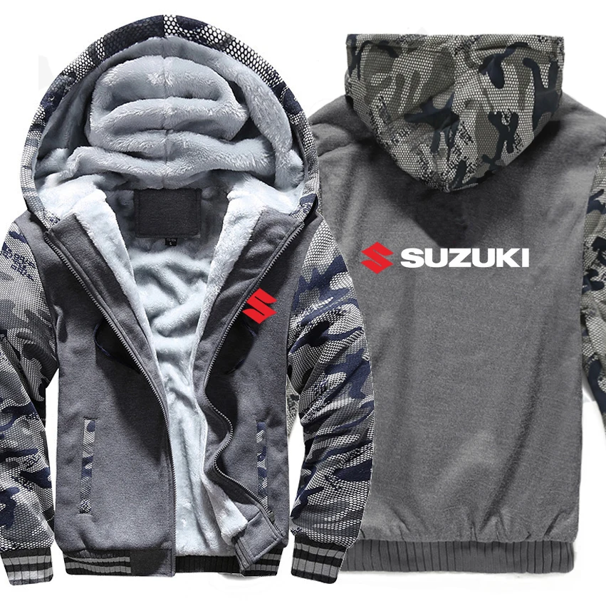 Мотоцикл Suzuki толстовки зимняя камуфляжная куртка с рукавом Мужская шерстяная подкладка флис Suzuki мужские толстовки - Цвет: As picture