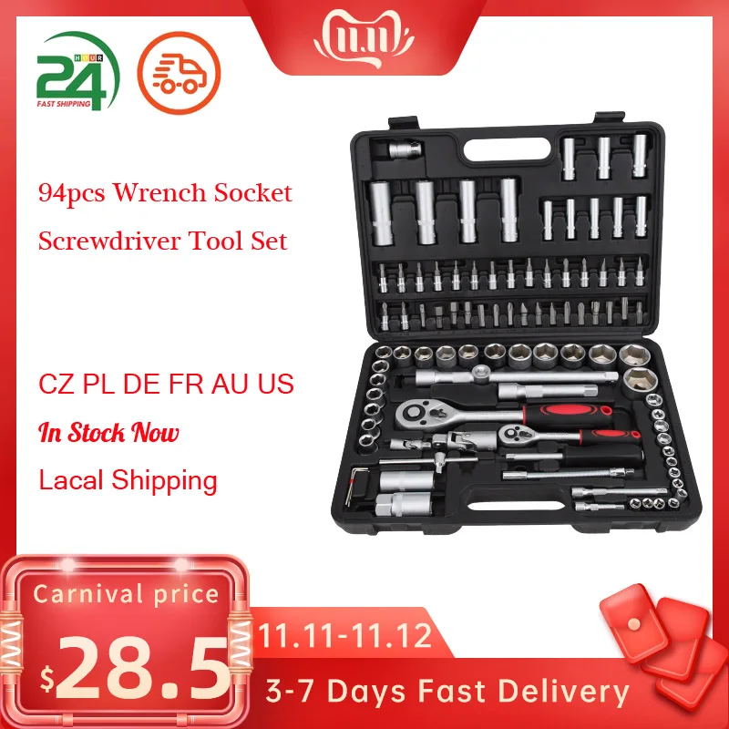 ￡23.07 94pcs Wrench Socket Screwdriver Tool Set Kit Mechanics 01 Feb 14inch