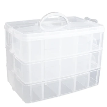 

Storage Box with Carrying Handle "Storage Box with 17 Compartments 23.1 x 15.6 x 18.5cm" Transparent