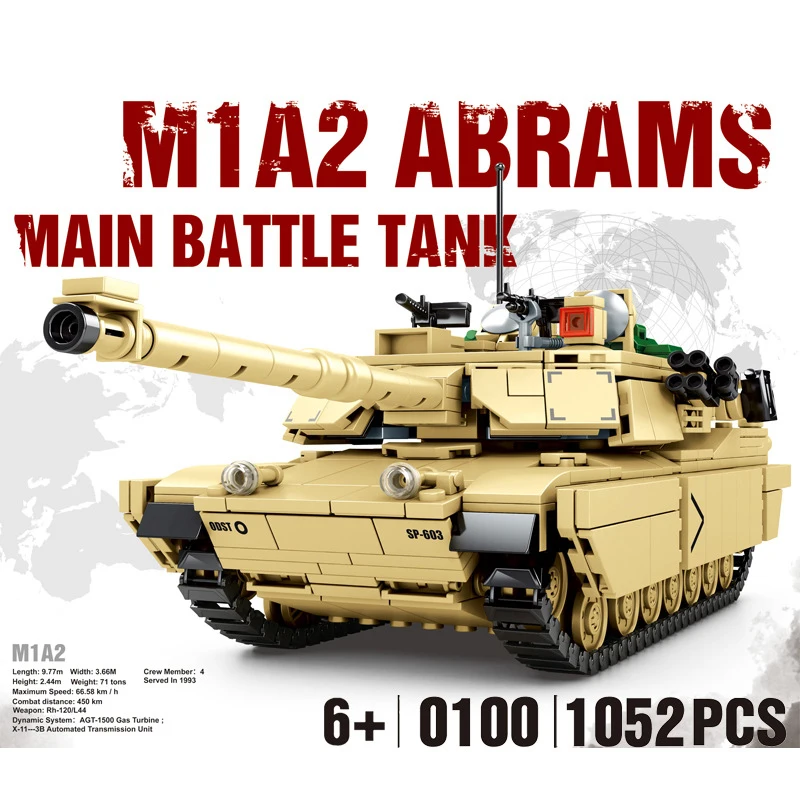 2020 Новый Военный танк WW2 M1A2 ABRAMS основной боевой строительные блоки кирпичи