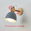 Modern E27 LED wall lamp Nordic wood and iron adjustable sconces light indoor bedside bedroom livingroom home Decorate switch EU 5
