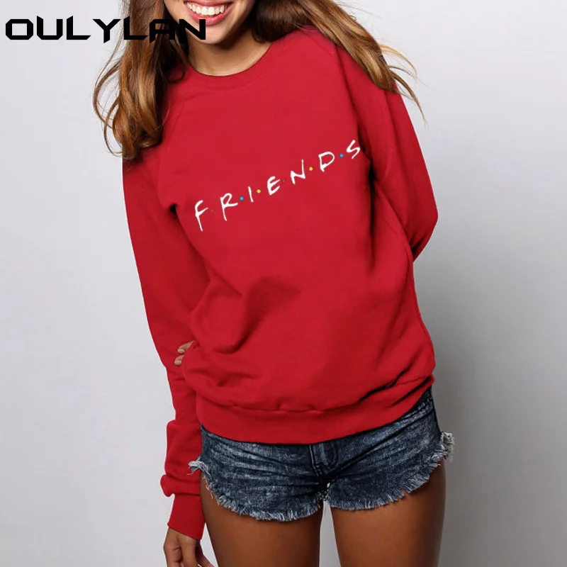 Oulylan Женский свитшот с длинным рукавом и надписью FRIENDS пуловер Осенние Топы