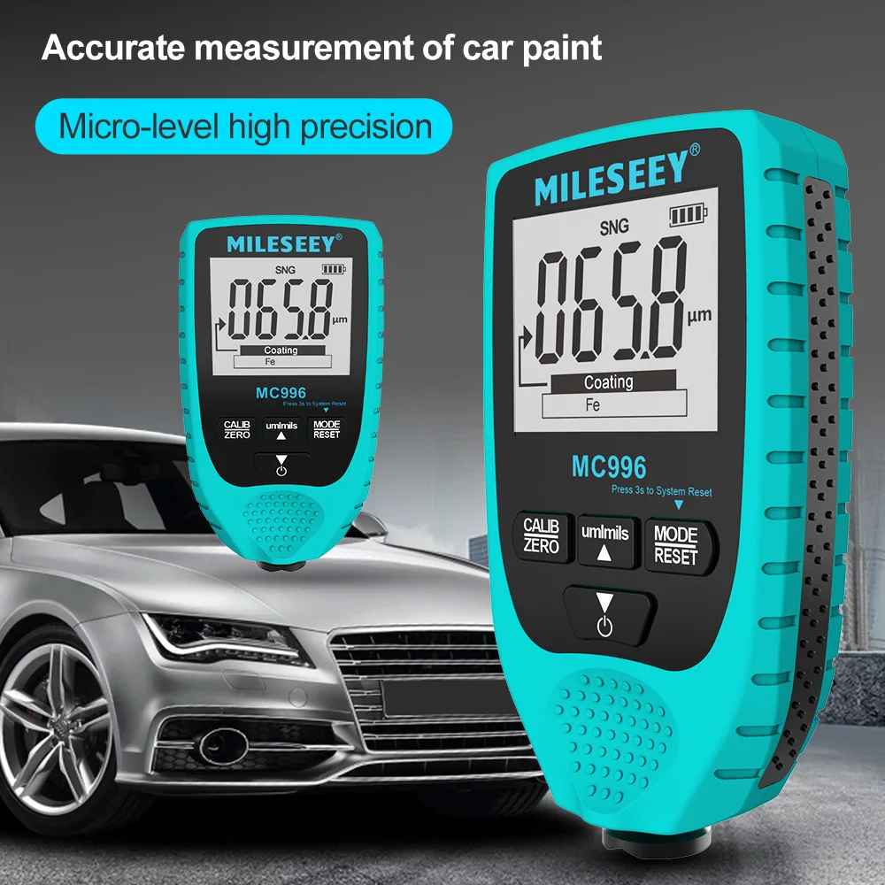 Thickness Gauges Car Paint Film Coating Detector 0-1500um Fe & NFe Probe Kits Mileseey MC996 MC998