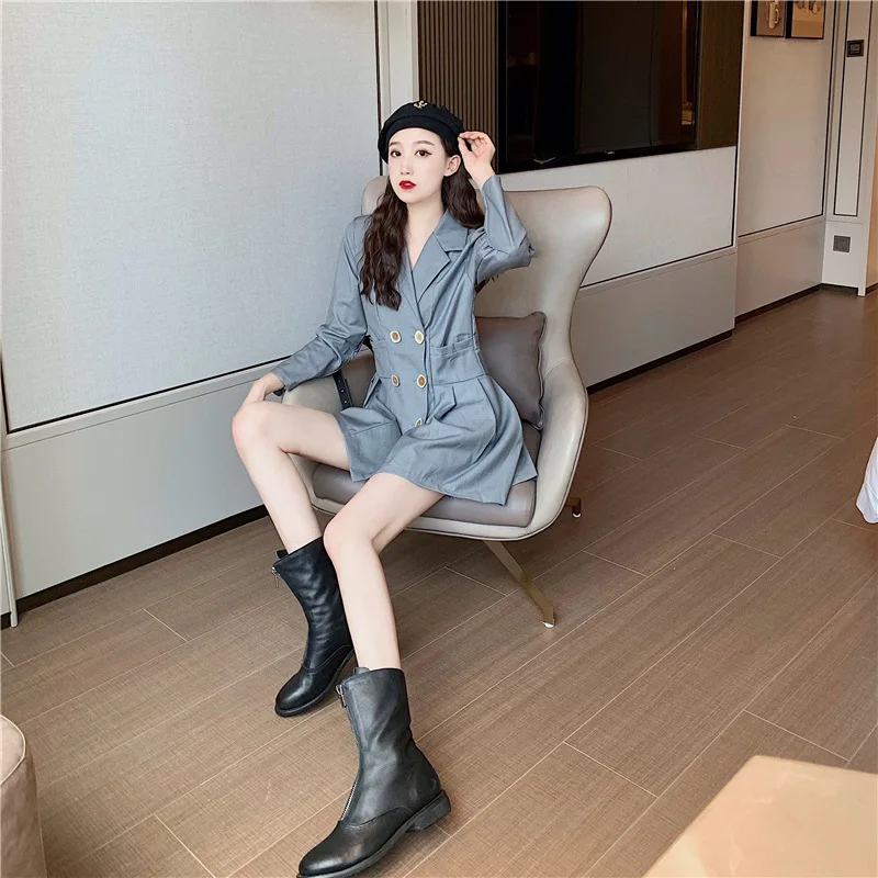 

Photo Shoot Net Price Hong Kong Flavor Gentle Retro Elegant Slim Fit Korean-style Double Breasted Early Autumn Irregular Suit Dr