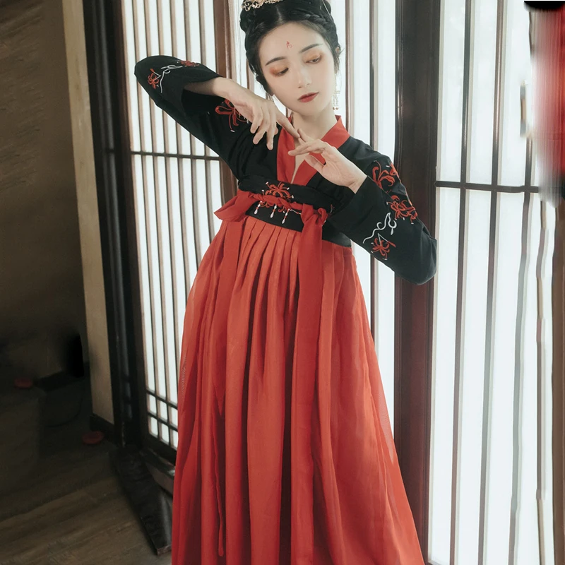  Red Hanfu Modern Hanfu Ancient Chinese​ Traditional Costumes Daily Hanfu Stage Performance Clothing