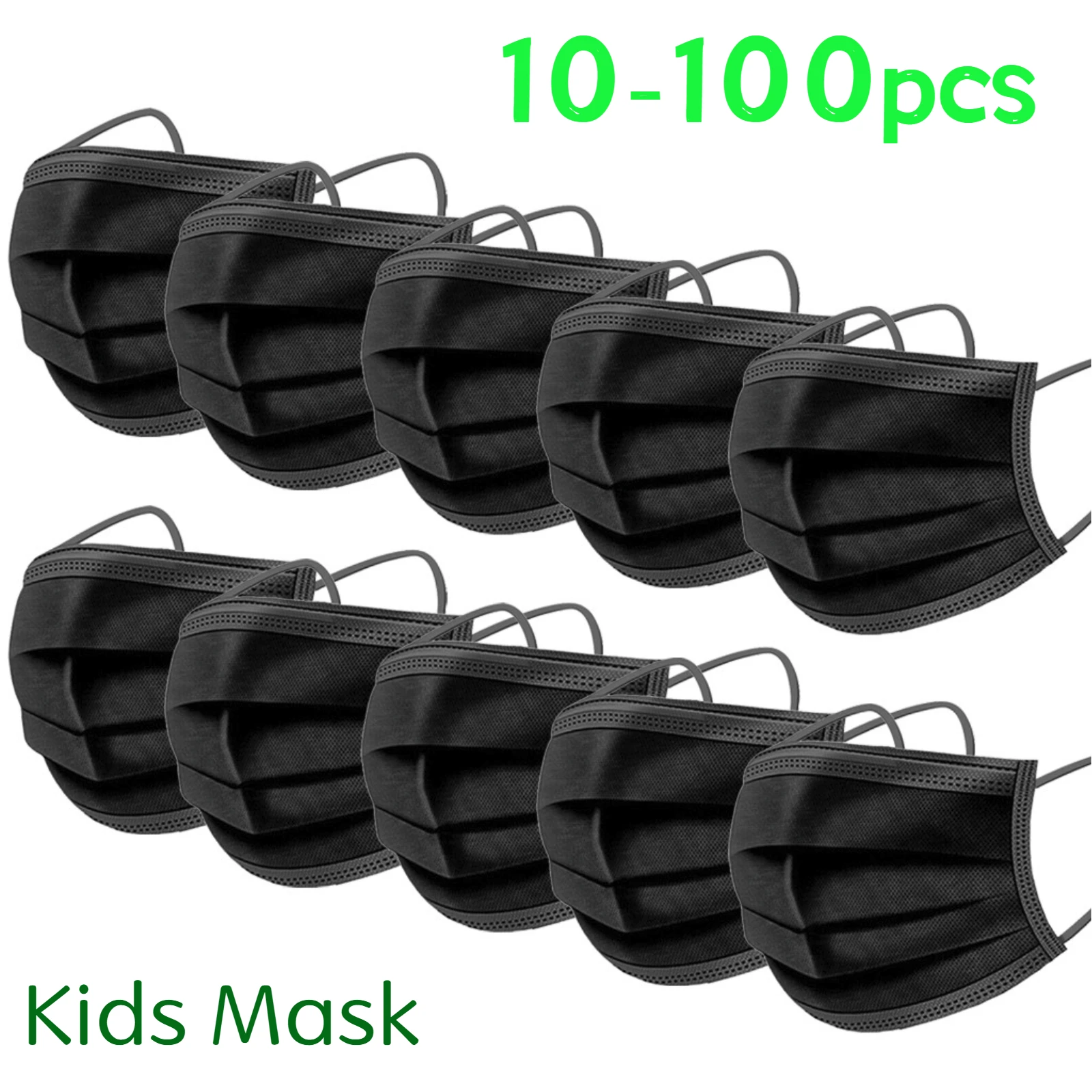 mascarillas negras quirurquijas 10pcs Disposable Masks 4-Ply Anti-Dust Face Mask With Elastic Earloop Kids masques noirs | Красота и