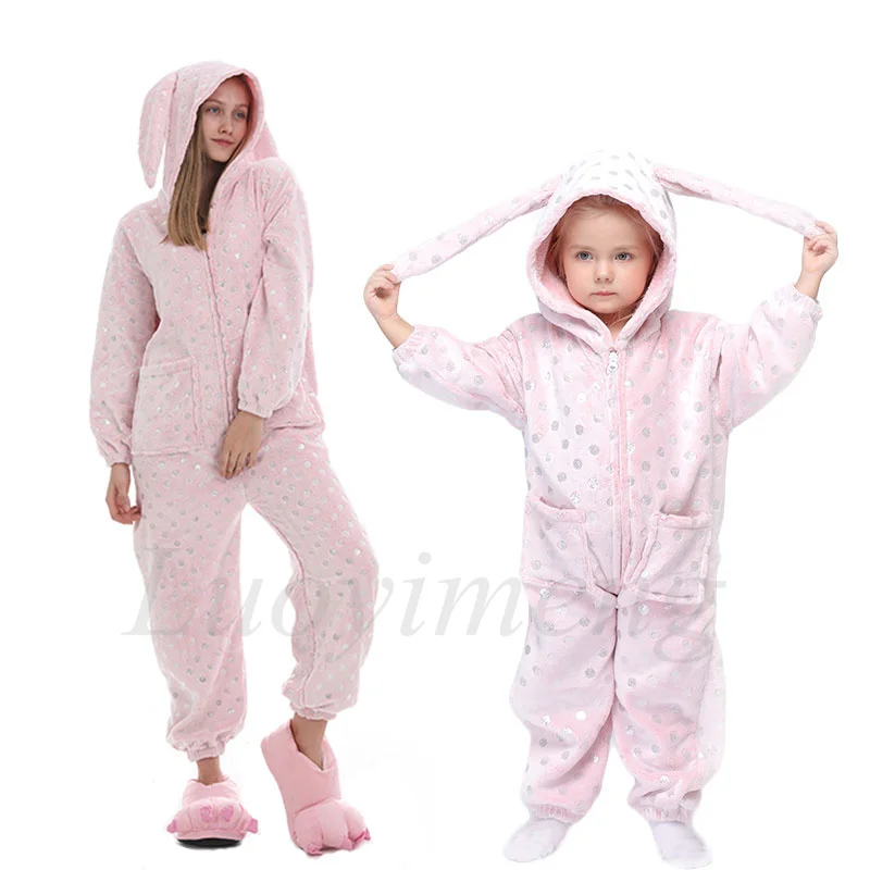 Unicórnio com Capuz Filha Cosplay Dormirwear Bebê Meninos Tigre Macacão Crianças Pijamas 2022 Meninas Kigurumi Ponto Traje Mãe 13 macacão crianças unicórnio com capuz pijamas 2021