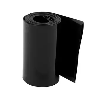 

75mm Flat Width 8M Length PVC Heat Shrink Tube Black for 18650 Batteries
