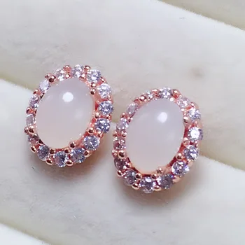 

MeiBaPJ Natural White Jade Gemstone Sunflower Stud Earrings Real 925 Silver Earrings Fine Charm Jewelry for Women