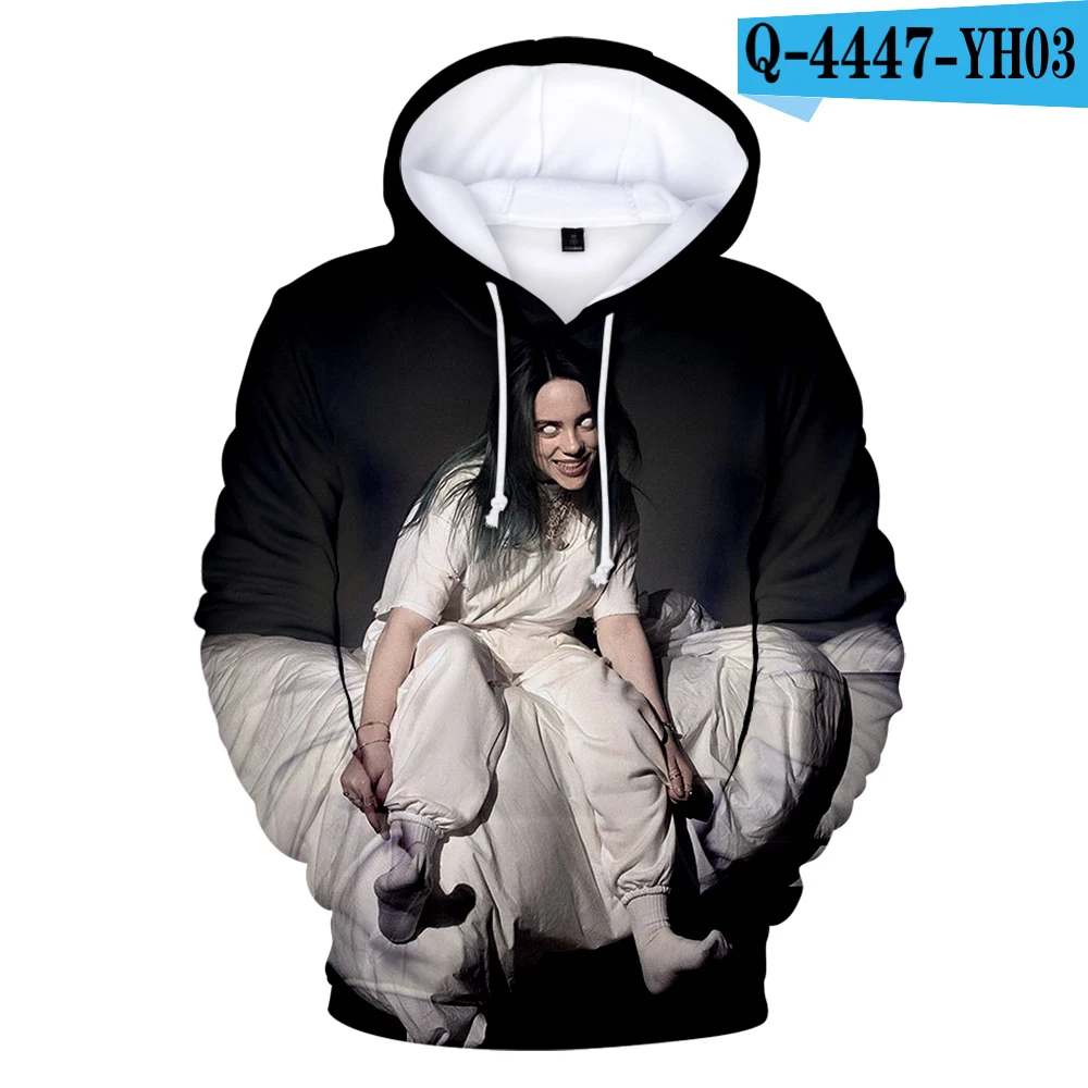 3D Billie Eilish/Новинка; Лидер продаж; Популярные 3D толстовки с капюшоном; для детей; для мужчин; для детей; для мальчиков и девочек; 3D Толстовка с капюшоном; пуловер - Цвет: 3D