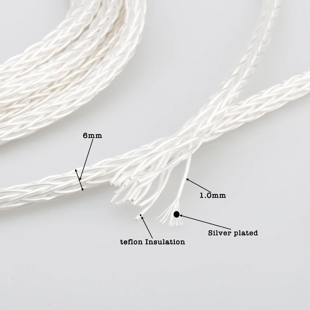 Аудио кабель на метр 16 ядер серебристый PTFE OCC 7N для Hi Fi наушников гарнитура провод