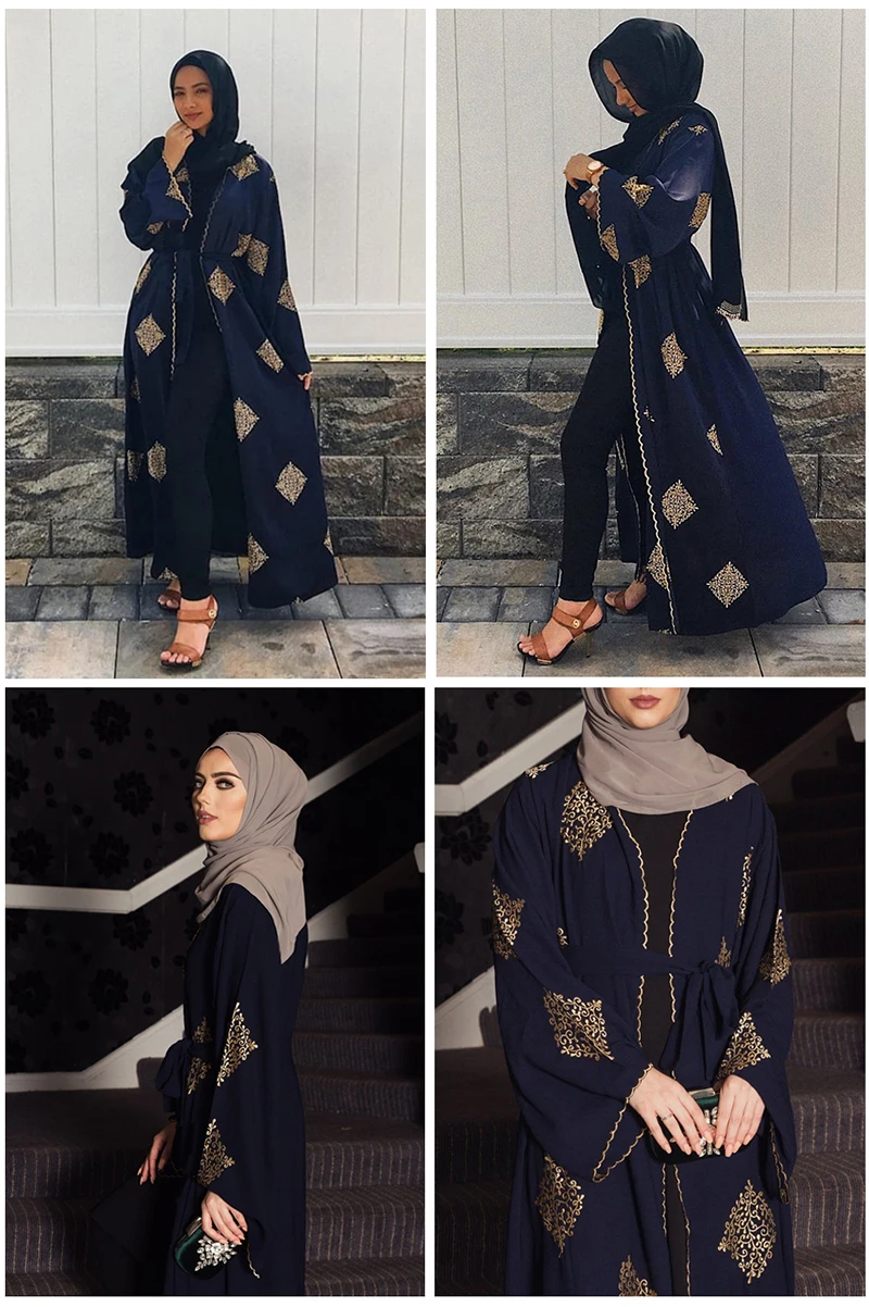 Вышитая открытая абайя Дубай кимоно хиджаб мусульманское платье для женщин абайя s кафтан Marocain кафтан халат молитва турецкая исламская одежда