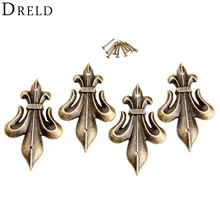 4 шт. античные медные мебельные декоративные угловые кронштейны Шкатулка Деревянный ящик ноги Винтаж Металлический Угловой протектор с винтом