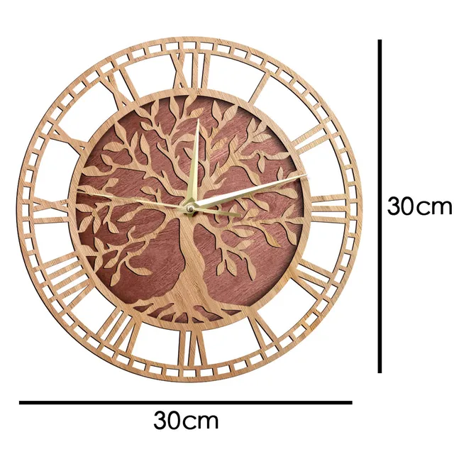 Élet Fa Falióra Lézerrel Vágott Művészeti Parasztház Wall Watch Family Tree Home Dekor Háziasszonyos Csendes Seprő Óra - Image 4