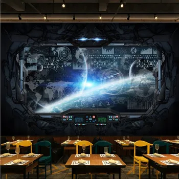

Dropship Custom Black Wallpaper Gaming Room Cosmic Space Spacecraft Wallpaper For Walls 3d Papel Mural Wall Papers Home Decor