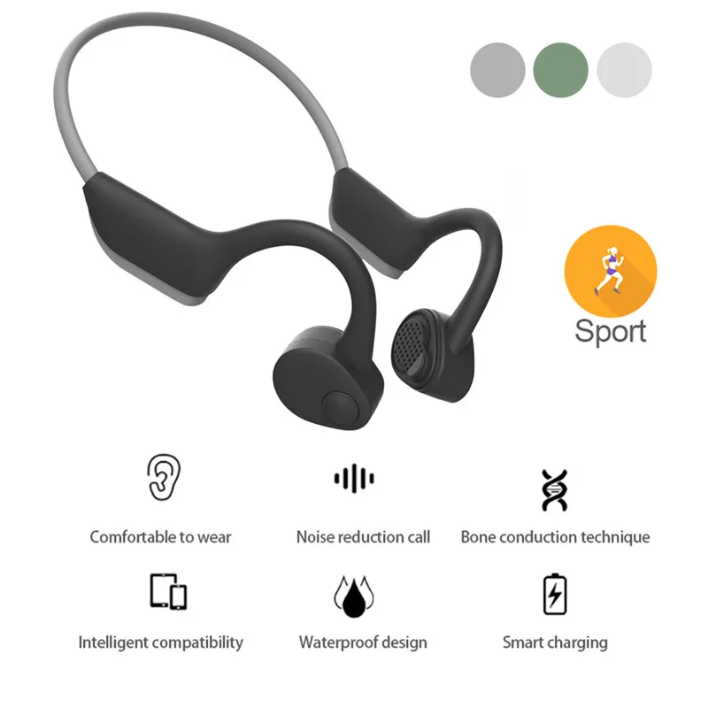 Наушники с технологией костной проводимости, беспроводные наушники Bluetooth 5,0, наушники для бега, велоспорта, фитнеса, пешего туризма, скалолазания, вождения