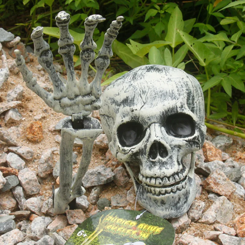 

Fake Skeleton Halloween Trick Props Plastic Lifelike Skull Bones Arm Figurine Halloween Party Decoration For Haunted House Home