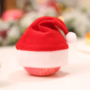 

Small Christmas Hat Santa Claus Hat Christmas Apple Wine Bottle Caps Wedding Gift Christmas Tree Ornament Decor Apple Bag