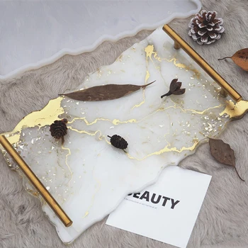 

Crystal Epoxy Resin Mold DIY Mirror Large Mold Tea Coaster Tea Tray Tea Set Holder Silicone Mold For Resin Jewelry Tools