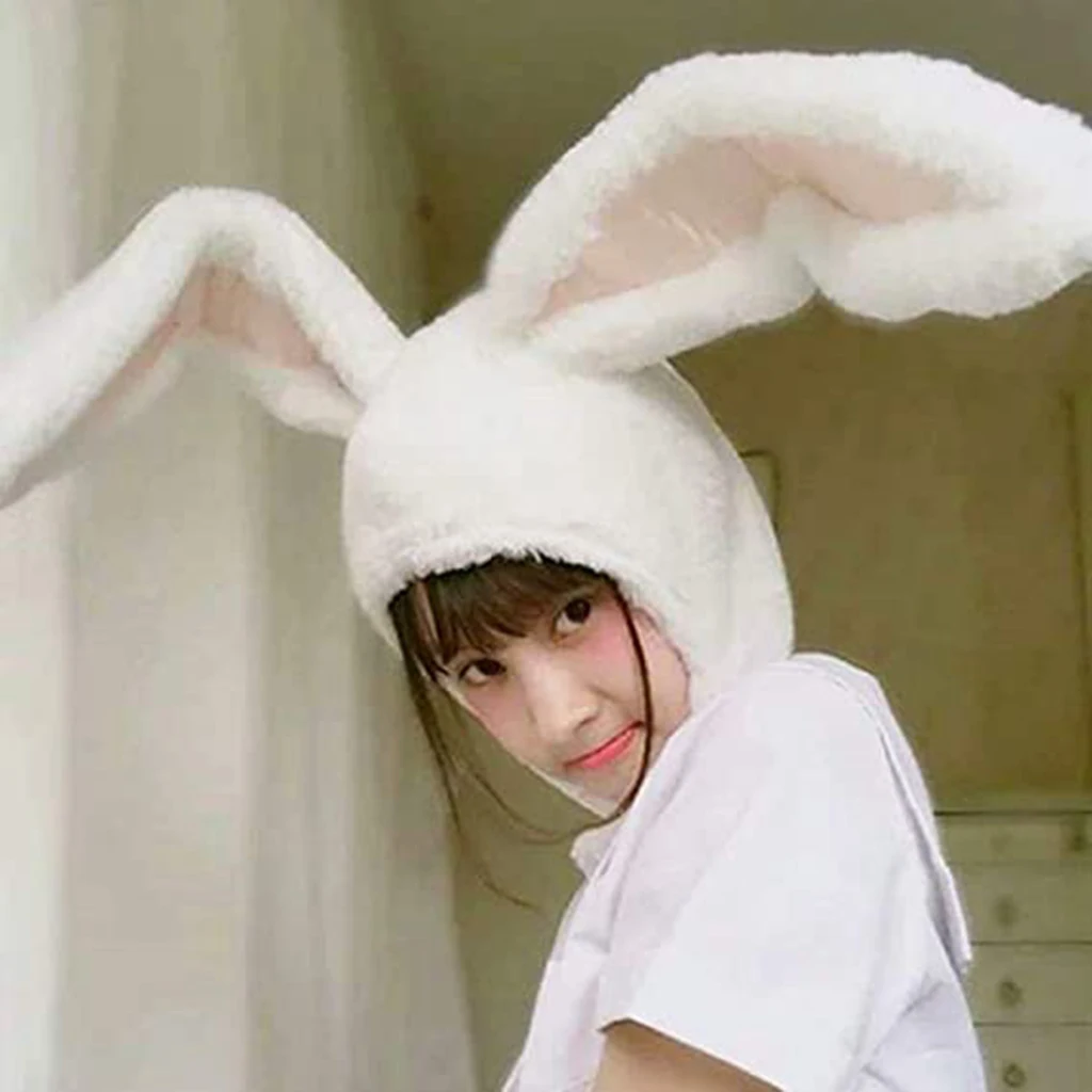 Xmas Girl Gift Cute Rabbit Ear Hat Funny Party Costume  Earflap Cap Head Warmer Photo Props Women Winter Cap
