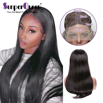 

150% Density T Part Straight Lace Frontal Human Hair Wigs For Black Women Brazilian Lace Wigs Remy Pre Plucked With Baby Hair 13