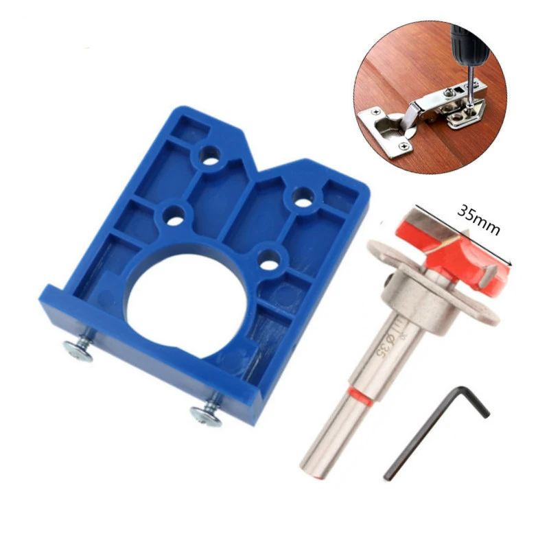 35mm Hinge Hole Drilling Guide Locator Hinge Drilling Jig Drill Bits Woodworking Door Hole Opener Cabinet Accessories Tools