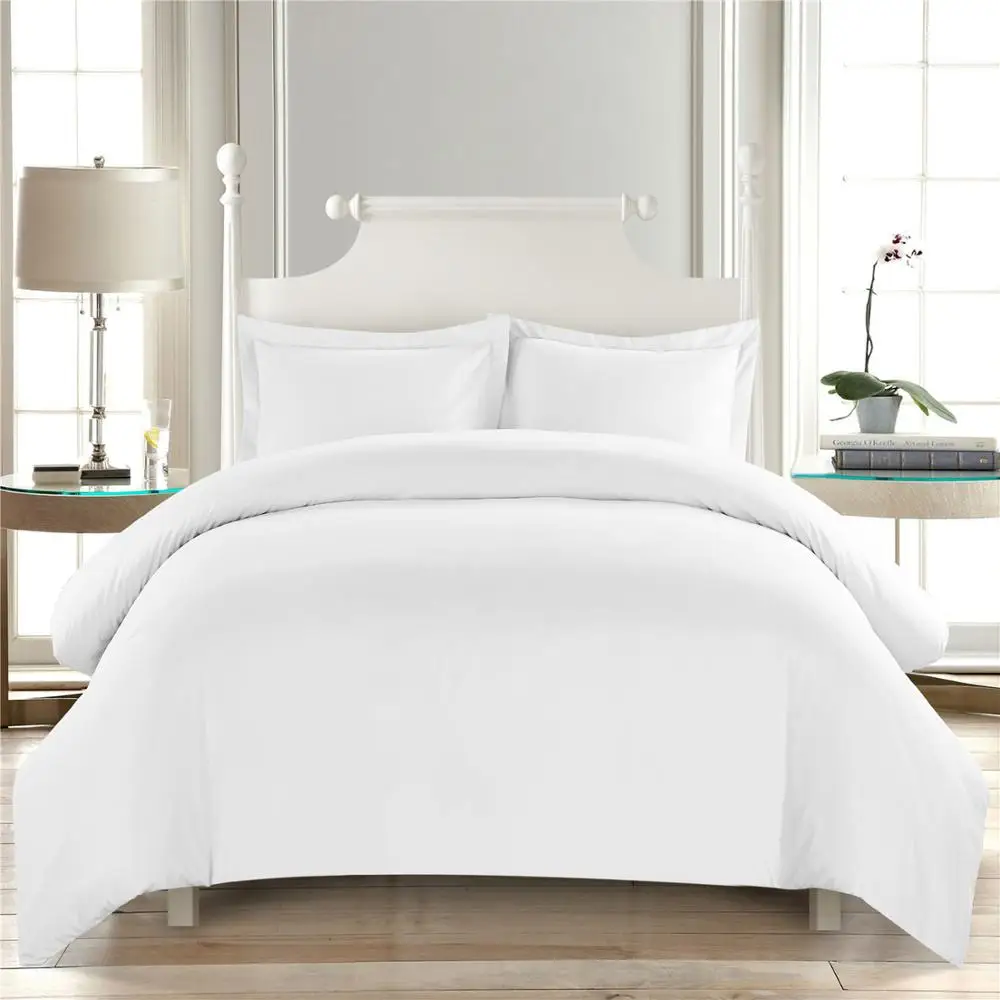Yeahmart Комплект постельного белья из 3 предметов, набор пододеяльников для пуховых одеял queen Premium, ультра мягкое одеяло с наволочками, однотонное двойное постельное белье, 4 цвета - Цвет: White