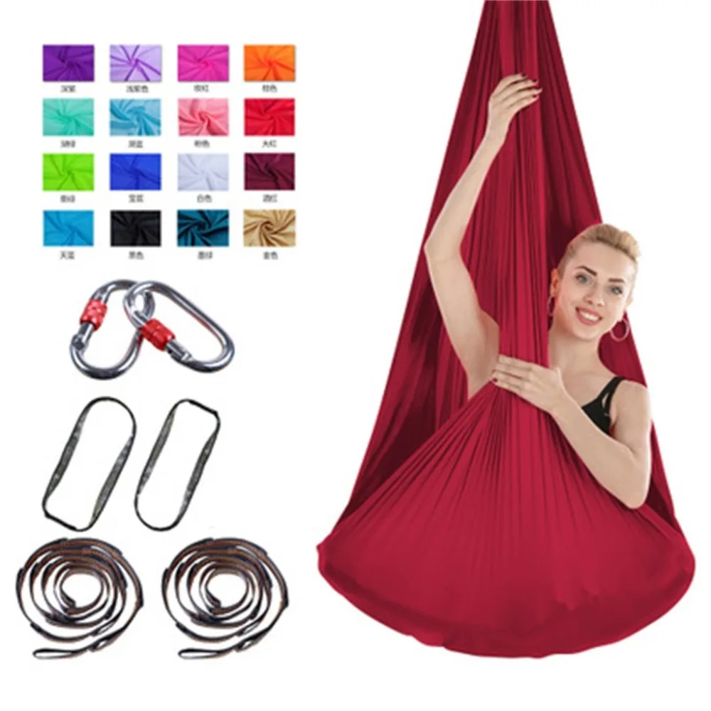 4m wide stretch aerial yoga hammock indoor silk anti-gravity yoga free knotted knot and rope aerial yoga swing set yoga 30S30 (35)