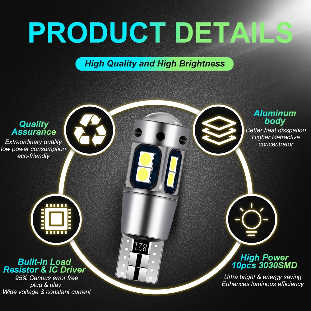 4Pcs ο T10 W5W WY5W 168 921 501 2825   LED ڵ ׸    ڵ     ̵ 